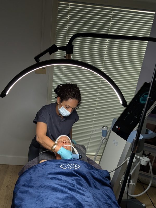 Treatment room with Exion device at Ayadi Beauty and Laser Clinic